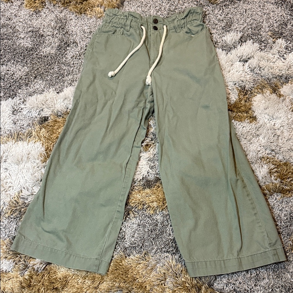 Kensie Light Olive High Waist Drawstring Cargo Ankle (?) Length